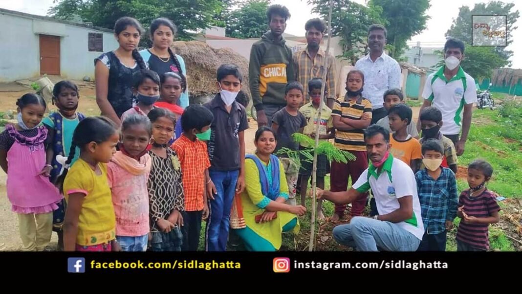 Sidlaghatta Taluk Pendlivarahalli Youth Planting Trees