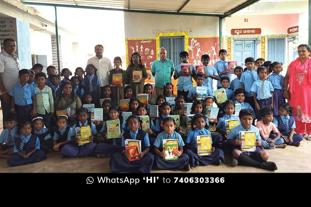 School Children in sidlaghatta pose as they returned after dasara holidays