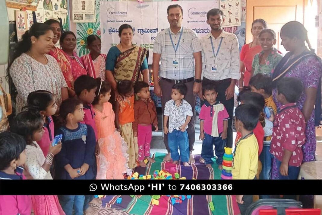 Sidlaghatta Veerapura Credit Axis Anganwadi Children Sports Equipments Donation